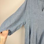 Madewell NEW Splitneck Mini Dress in 100% Linen Sunfaded Blue Pockets US 14 Photo 8