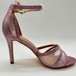 Perphy Glitter Ankle Strap Heels Womens 8.5 Pink Open‎ Toe Evening Party Shoes Photo 2