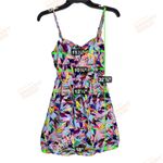 Love j Women’s Small Sundress Multicolor Leaf Print Fit & Flare Spaghetti Strap Photo 4