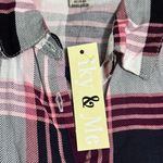 Iky & Me Pink/Burgundy Plaid Button Up Shirt Photo 1