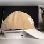 Michael Kors Varsity Wool & Leather Baseball Hat Tan White Logo NWT Photo 1