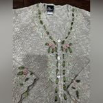 Vintage cardigan mother of pearl buttons rose ribbon embroidery size M f… White Size M Photo 1