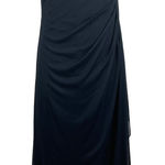 XScape Off the Shoulder Beaded Chiffon Evening Gown Blue Size 14 Long Formal Photo 0