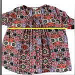 Rebecca Minkoff ‎ Blouse Medium Red Floral Semi Sheer 3/4 Sleeves Round Tie Neck Photo 5