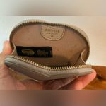 Fossil A Rare HTF Vintage Heart Coin Zip Around Leather Grey Coin Purse Wallet Photo 3
