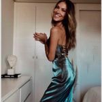 ZARA  Merallic Silver Strappy Back Slip Maxi Semi Formal Dress Wedding Guest Photo 3