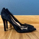 Pour La Victoire  Black Suede 4” Heels with Scalloped Mesh Detailing size 9 Photo 2