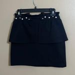 ZARA  Black Slimming Mini Skirt with Pearl Beads Detail Sz S Photo 0