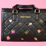 Juicy Couture  Black Quilted Charm Tote Bag NWT Gold Hardware Handbag Purse Photo 0