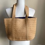 Draper James  Woven Small Straw Tote Bag Interior Pocket Photo 1