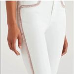7 For All Mankind High Waist Ankle Skinny w/ Rainbow Fringe Jeans White 24 NEW Photo 5