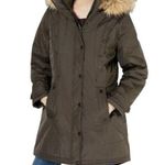 Madden Girl Womens Coat Jacket Parka Long Hooded Faux Fur Trim Green Small Photo 1