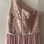 David's Bridal David’s Bridal Bridesmaid Gown Homecoming Prom Dress Size 4 Pink One Shoulder Photo 2