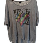 Torrid Vintage Women 3X Gray Heather Hipster Graphic Tunic Shirt Dopamine Photo 0