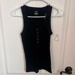 Aerie  Women's Size XS Black Ribbed Henley Tank Top Sleeveless Casual‎ NWT Photo 1