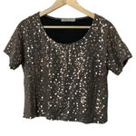 Chloe K ‎ sequin short sleeve crop top Medium Photo 0