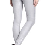 AG Adriano Goldschmied Adriano Goldschmied Silver Metallic Leggings Extreme Skinny Size 28R Photo 0