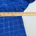 Chico's Top Women 2 US L Blue Linen Square Metallic Thread Tunic Classic Casual Photo 5