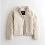 Hollister Cream Sherpa Bomber Jacket Full Zip with Snaps Size XS Off White Photo 1