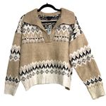 RDI  Fair Isle Collared Sweater XL Beige Nordic Knit Split Neck NWT Nordstrom Photo 6