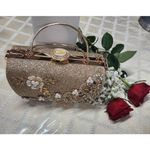 Rhinestone Embellished Floral Clutch Gold Photo 11