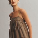 Bella Dahl NWT  Square Neck Baby Doll Tiered Brown MIDI Dress Sz M Photo 5