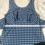 Leota Sleeveless Maternity Midi Dress Plaid Knit Tie Waist Blue Gray Small Photo 8