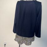 Loft NWT  Navy blue sweater with floral print on the bottom size M bohemian wint Photo 5