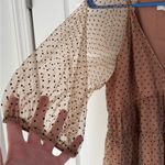 Brown Polka Dot Dress Tan Size M Photo 2