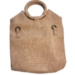 Anthropologie Alisa Fold-over Vegan PU Leather Handbag Purse Beige Tan Woven Photo 2