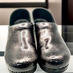 Dansko Black Leather Metallic Embossed Work Clogs Photo 1