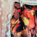 Micas  Orange Abstract Print Fringe Trim Pants Photo 4