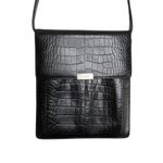 Ralph Lauren Vintage Black Embossed Crocodile Leather Crossbody Bag Retro Glam Photo 1