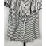 Veronica Beard  Gray White Stripe Grant Cold-Shoulder Ruffle Cotton Blouse Size 4 Photo 5