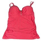 Cacique Women's  Ruched Bandeau Coral White Polka Dot Swimsuit Size 38D EUC #5036 Photo 0