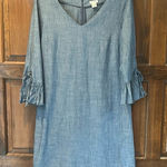 J.Crew Chambray Denim Shift Dress 3/4 Ruffle Tie Sleeves Size 4 Cottagecore Photo 0