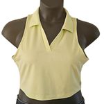 Abound NWOT  Women’s Pastel Neon Green Polo Collar Short Sleeve Crop Top Large Photo 5