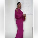 ZARA NWT  Woman SS24 Satin Effect Open Back Dress Magenta, Sz Small Photo 3