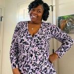 Torrid  Cardigan VNeck women’s Purple Leopard Print Button Front sweater New Sz 1 Photo 0