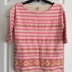 J.Crew Top Size Small Striped Embroidered Pink Career Workwear Preppy Photo 0