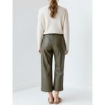 Anthropologie MAEVE x  Colette Cropped Wide Leg Faux Leather Pants, Moss, 33T Photo 3