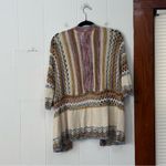 Multiples  Fall colors boho‎ open front knitted cardigan sweater large Photo 2