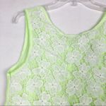 Y2K Vintage JULYS Womens Top Medium Lime Chiffon Floral Lace Cropped Beachy Green Photo 6