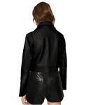 Rebecca Minkoff  Womens Jett Cropped Moto Jacket Size L Black Biker Zipper Belted Photo 1