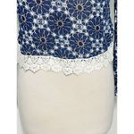 Divided  Women's Argyle Diamond‎ Lace Trim Long Sleeve Crop Top Blue White XS Photo 2