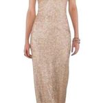 Sorella Vita  Cowl Back Sequin Gown Drape Back Gold Cap Sleeve Maxi Dress Sz: 16 Photo 0
