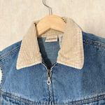 st. john's bay St. John’s Bay Women’s Vintage Denim Vest Corduroy Collar Full Zip Barncore L Photo 2