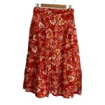 Midnight sky Funky floral print linen blend midi skirt Photo 1