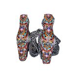 New Trina Turk INC Embroidered Kanata Anke Wrap Block Heels Black Multi Size 10 Photo 3