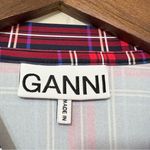 Ganni Blue Red Plaid Heavy Long Sleeve Top Size 34 Photo 11